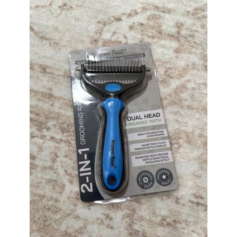Maxpower Planet 2-in-1 Dematting Grooming Rake Dog Cat Dual Head New